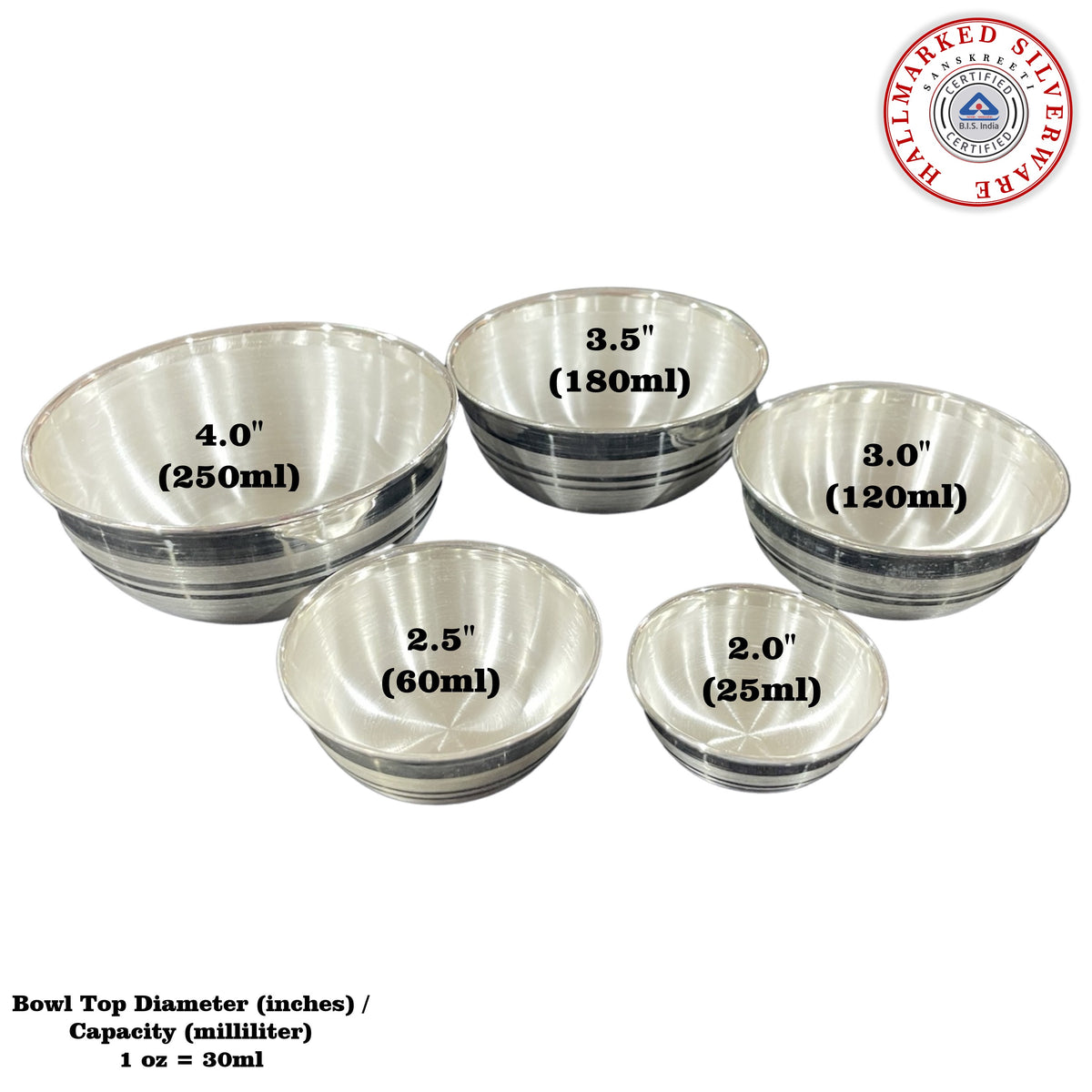 999 Pure Silver Hallmarked Designer Bowl - Style#04