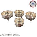 925 Sterling Silver Designer Hallmarked Puja Bowl with Stand - Style