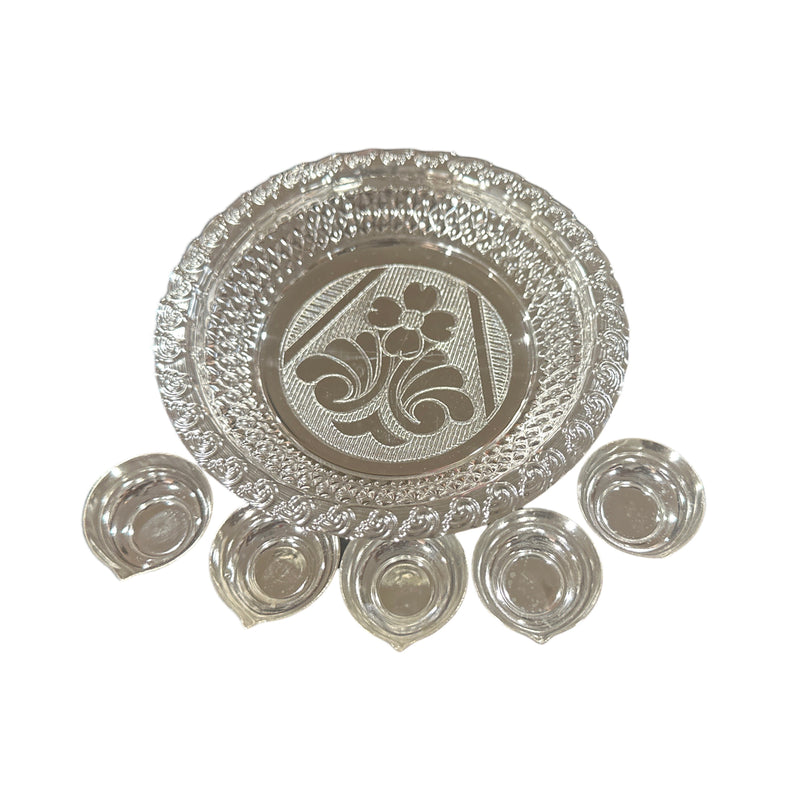 925 Sterling Silver Hallmarked Diwali Chirag Diya Set