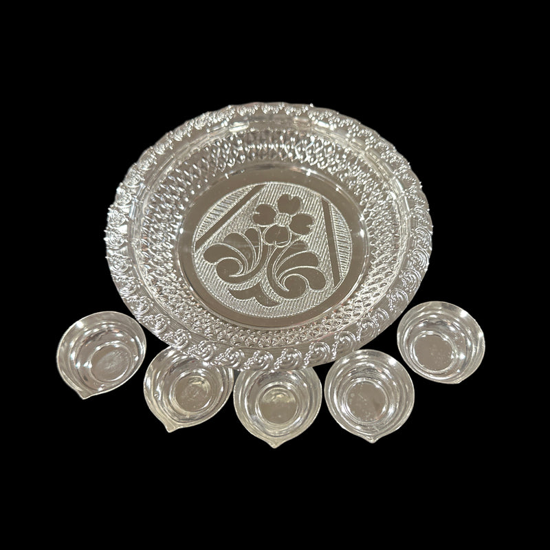 925 Sterling Silver Hallmarked Diwali Chirag Diya Set