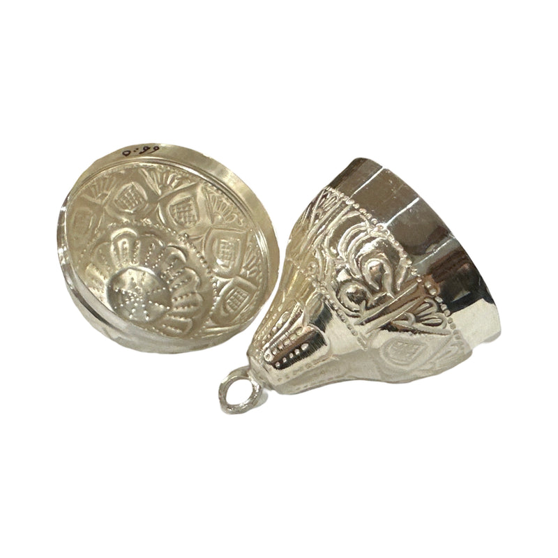 925 Sterling Silver Hallmarked Coconut / Thengai Shell