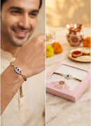 925 Sterling Silver Designer Bhaiya & Bhabhi Rakhi Set