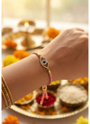 925 Sterling Silver Designer Bhaiya & Bhabhi Rakhi Set