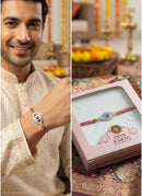 925 Sterling Silver Designer Bhaiya & Bhabhi Rakhi Set