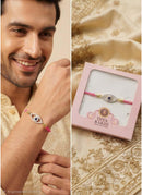 925 Sterling Silver Designer Bhaiya & Bhabhi Rakhi Set