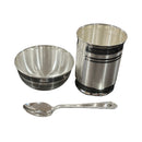 999 Pure Silver Hallmarked 150ml Glass, 120ml Bowl & Spoon Set for Kids - Designer Set