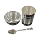 999 Pure Silver Hallmarked 150ml Glass, 120ml Bowl & Spoon Set for Kids - Designer Set