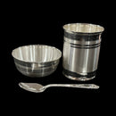 999 Pure Silver Hallmarked 150ml Glass, 120ml Bowl & Spoon Set for Kids - Designer Set