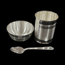 999 Pure Silver Hallmarked 150ml Glass, 120ml Bowl & Spoon Set for Kids - Designer Set