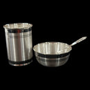 999 Pure Silver Hallmarked 250ml Glass, 180ml Bowl & Spoon for Kids - Designer Set