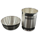 999 Pure Silver Hallmarked 150ml Glass & 120ml Bowl Set - Designer Set