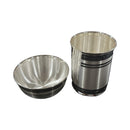 999 Pure Silver Hallmarked 150ml Glass & 120ml Bowl Set - Designer Set