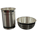 999 Pure Silver Hallmarked 250ml Glass & 180ml Bowl Set - Designer Set