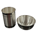 999 Pure Silver Hallmarked 250ml Glass & 180ml Bowl Set - Designer Set