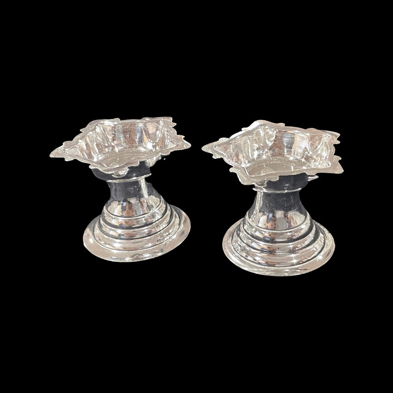 925 Sterling Silver Hallmarked 5-Star  Diya (Kundulu / Vilakku) Pair