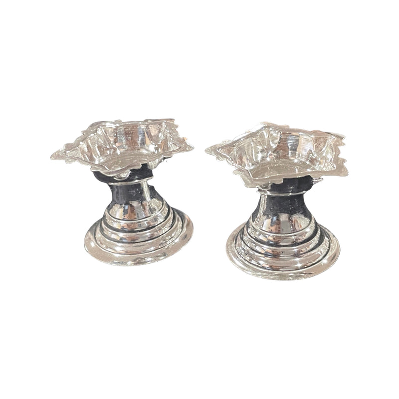 925 Sterling Silver Hallmarked 5-Star  Diya (Kundulu / Vilakku) Pair