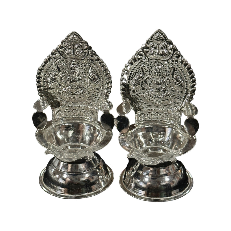 925 Sterling Silver Hallmarked 2.5 Inch small Kamakshi Deepak (Diya) Pair