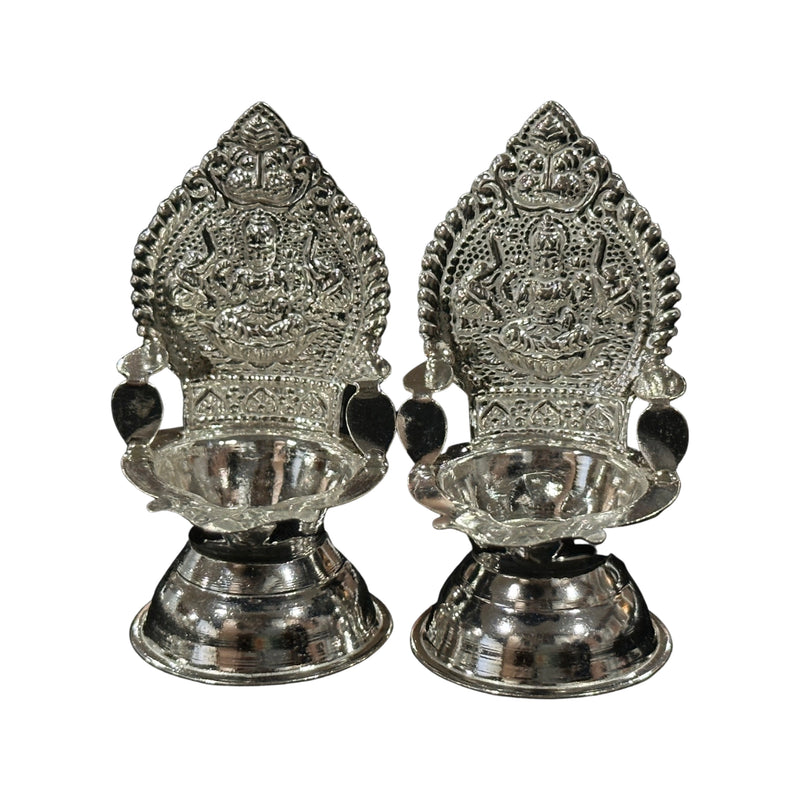 925 Sterling Silver Hallmarked 2.5 Inch small Kamakshi Deepak (Diya) Pair