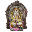 999 Pure Silver Lord Ganesha Mural – 11-inch Tall Frame