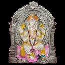 999 Pure Silver Lord Ganesha Mural – 11-inch Tall Frame