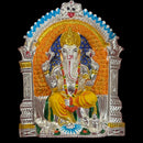 999 Pure Silver Lord Ganesha Mural – 11-inch Tall Frame