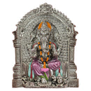 999 Pure Silver Lord Ganesha Mural – 11-inch Tall Frame