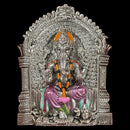 999 Pure Silver Lord Ganesha Mural – 11-inch Tall Frame