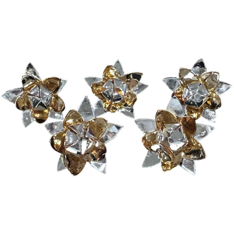 750 Silver Religious Golden Lotus Flower (Pack of 5 Flowers) Set