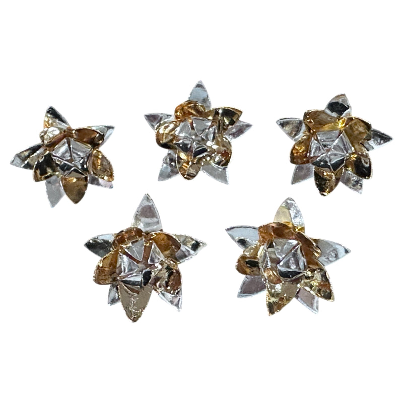 750 Silver Religious Golden Lotus Flower (Pack of 5 Flowers) Set