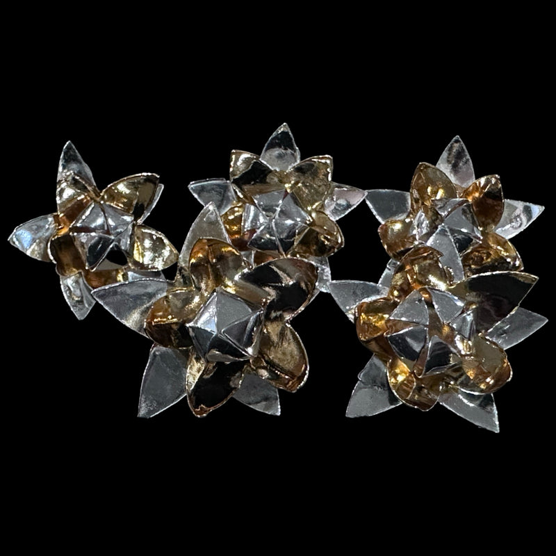 750 Silver Religious Golden Lotus Flower (Pack of 5 Flowers) Set