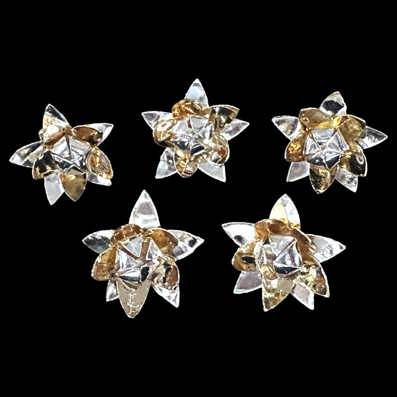 750 Silver Religious Golden Lotus Flower (Pack of 5 Flowers) Set