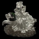 999 Pure Silver Ganesh with Shiva Lingam idol - 2.0-inch Tall Statue / Murti (Figurine