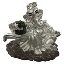 999 Pure Silver Ganesh with Shiva Lingam idol - 2.0-inch Tall Statue / Murti (Figurine