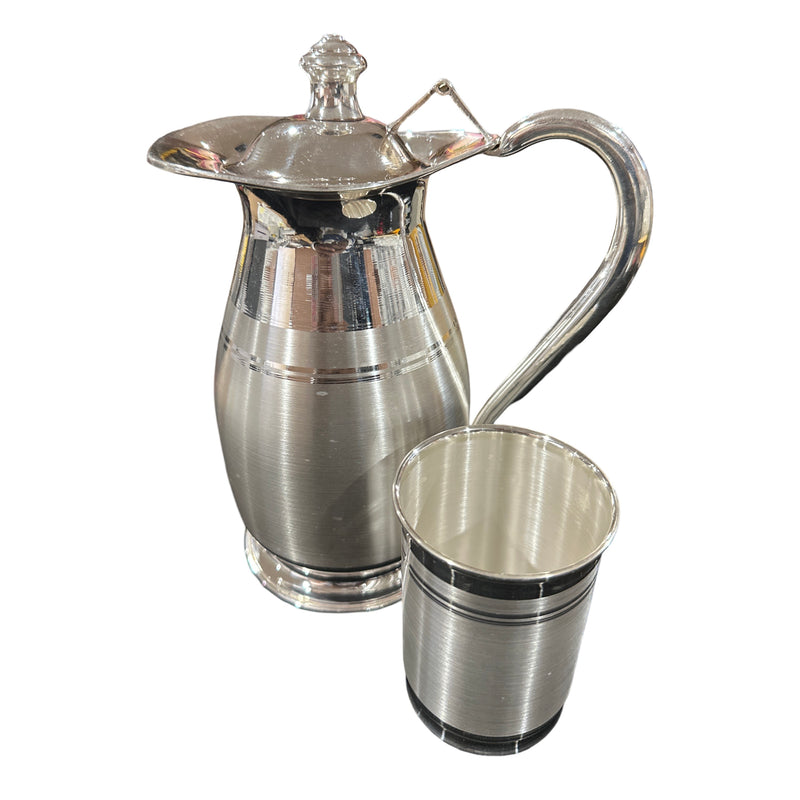 999 Pure Silver Hallmarked 650ml / 250ml  Capacity Water Pitcher & One Tumbler Set