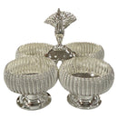 925 Sterling Silver Hallmarked 3.75x3.75 inch Kumkum / Puja bowls Four Pot Set  - 3.75x3.75x4 Style