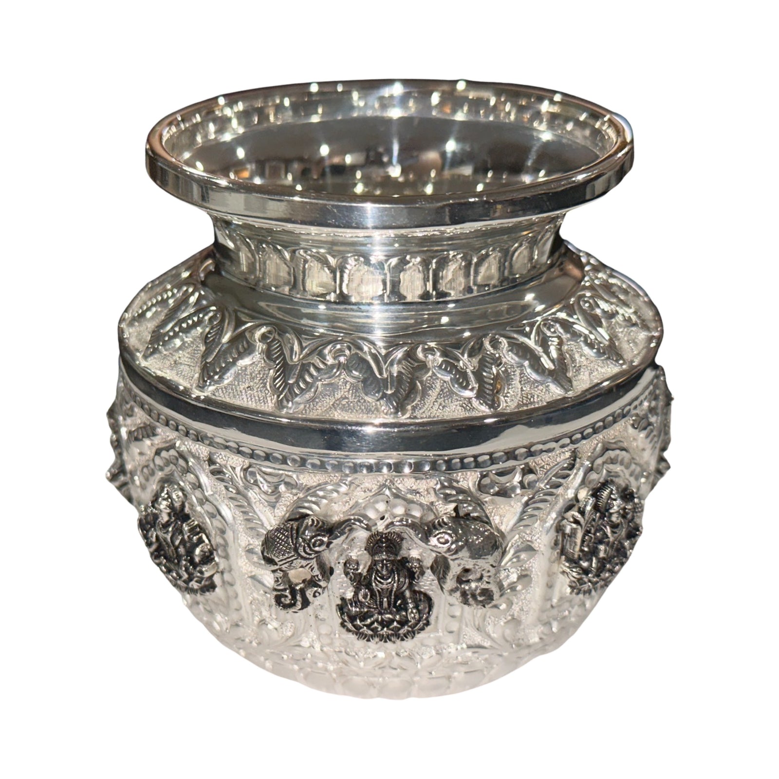 925 Sterling Silver Hallmarked Ashtha Lakshmi Puja Kalash - Style#09