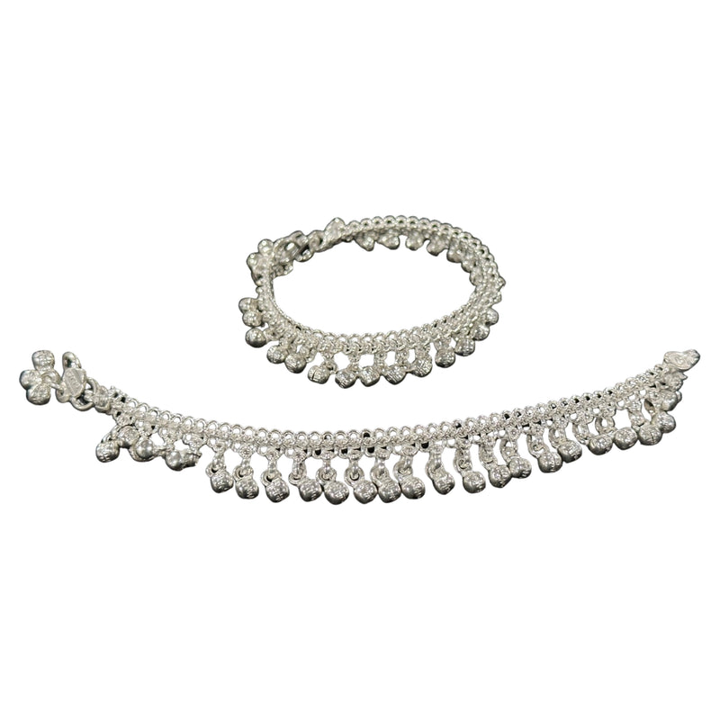 700 Silver Kids Traditional Bell Round Anklet - Style