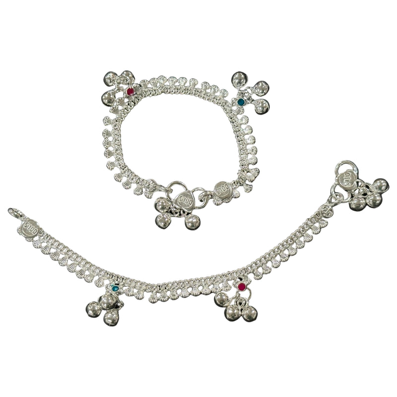 700 Silver Kids Traditional Meena Queen Anklet - Style