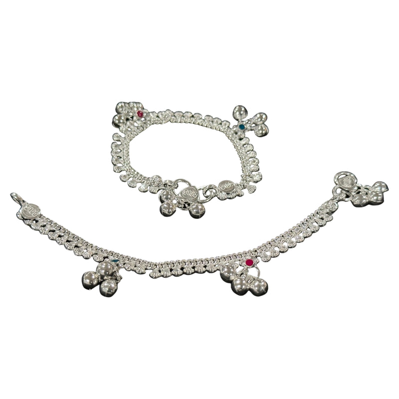 700 Silver Kids Traditional Meena Queen Anklet - Style
