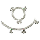 700 Silver Kids Traditional Meena Ball Anklet - Style