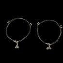 925 Sterling Silver Kids Black Beads Najariya Anklet - Style