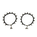925 Sterling Silver Black Beads Najariya Anklet  - Style