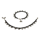 925 Sterling Silver Black Beads Najariya Anklet  - Style