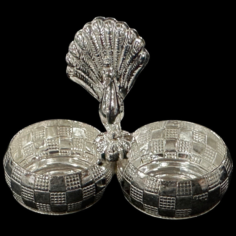 925 Sterling Silver Hallmarked Kumkum / Puja Two bowl set  - Style