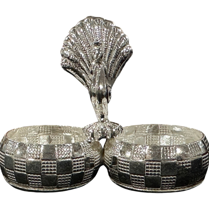 925 Sterling Silver Hallmarked Kumkum / Puja Two bowl set  - Style