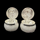 925 Sterling Silver Hallmarked 1.25x1.25 inch Ganesh Lakshmi Kumkum / Puja Box Set -20 ml – Style