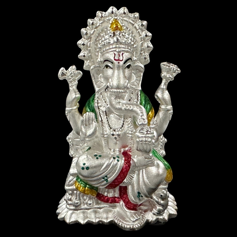 999 Pure Silver Ganesh & Lakshmi idol with Separate Stand (Figurine