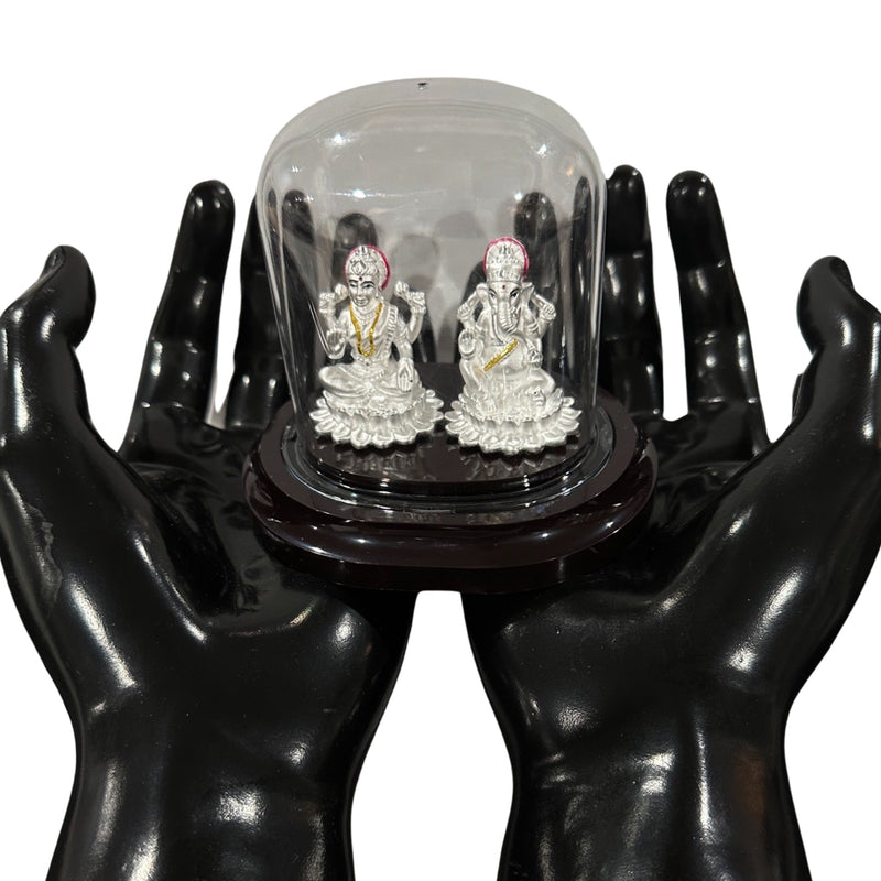 999 Pure Silver Ganesh & Lakshmi / Laxmi  Idol / Statue / Murti (Figurine