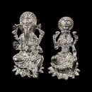 925 Sterling Silver Solid Ganesh & Lakshmi / Laxmi idol (Figurine