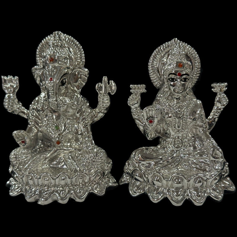 999 Pure Silver BIG Ganesh & Lakshmi / Laxmi Idol / Statue / Murti (Figurine